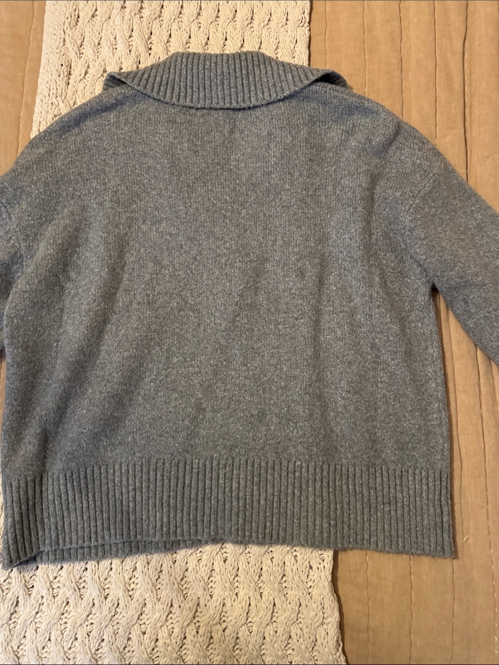 NWOT Free People Gray Shawl-Collar Button Sweater - Picture 5 of 6